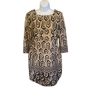 Gabby Skye tan and black geometric print size 6 dress